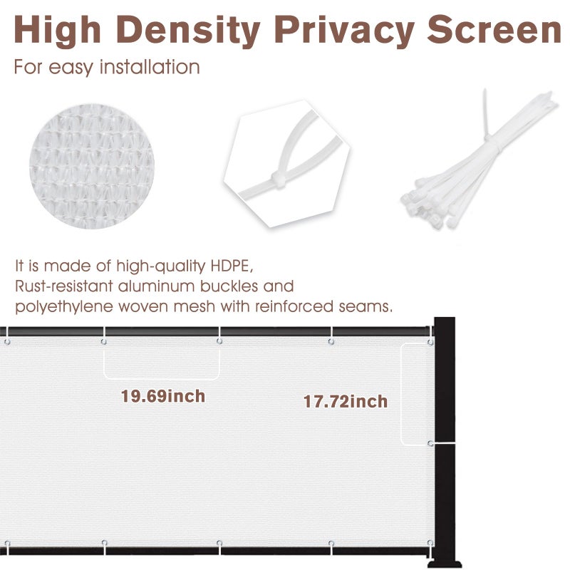 SUNNY GUARD 3FTx16FT سياج شاشة الخصوصية للشرفة البيضاء، شاشة حديدية للشقق شاشة رياح شديدة التحمل للخارج، سطح السفينة، الفناء الخلفي، خصوصية الفناء (نصنع أحجام مخصصة) - Image 4